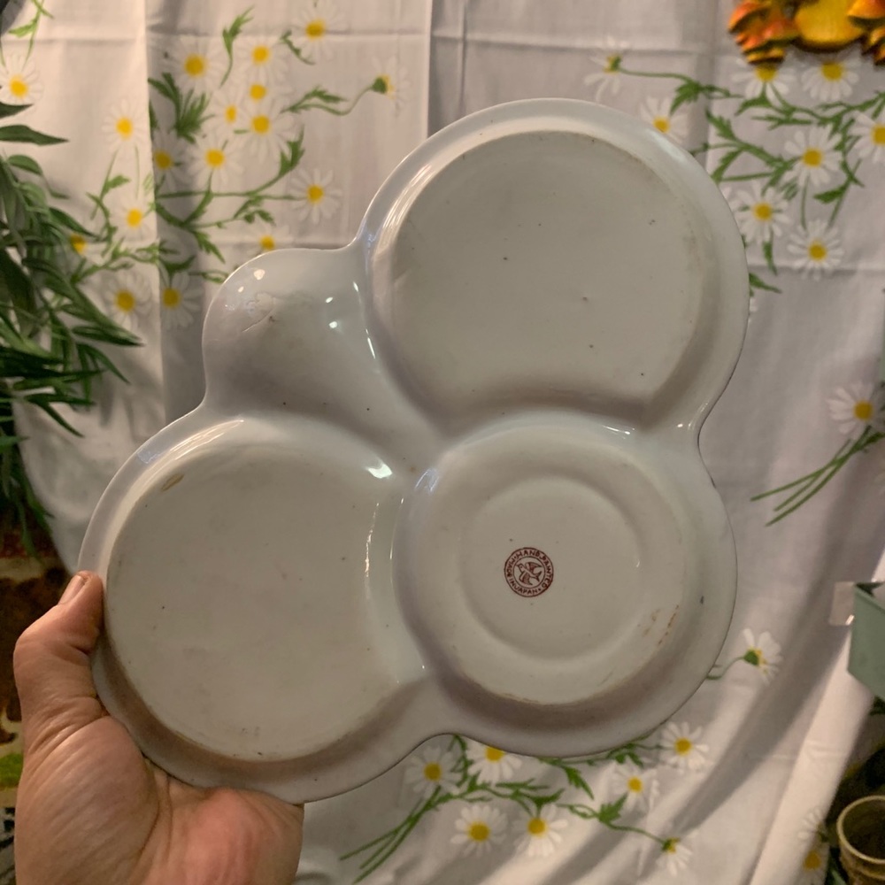 Hand painted purple peach floral luster ware tray - Picture 4 of 5
